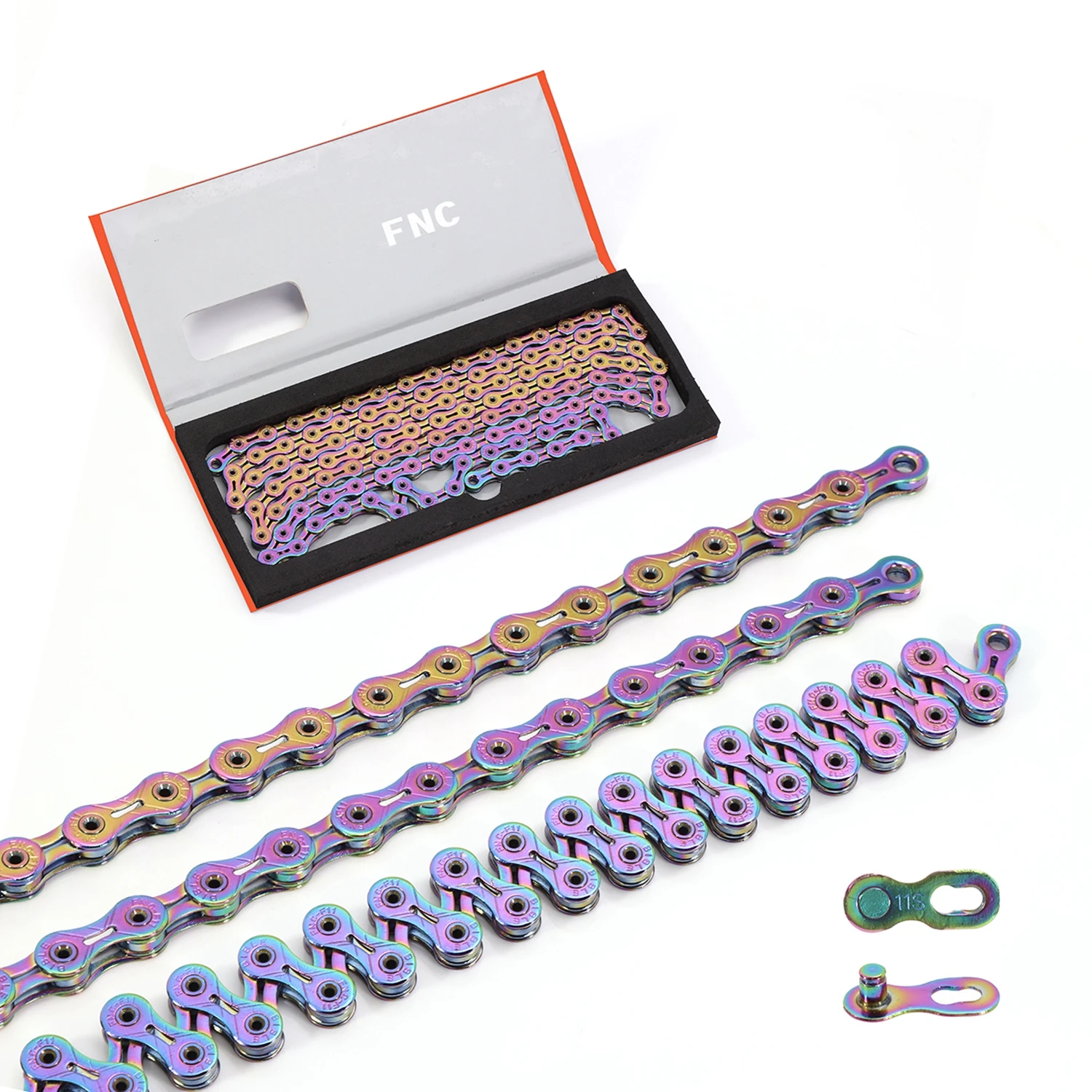 High quality FNC 11 speed rainbow rust proof stainless steel  hollow road mountain bike chain
