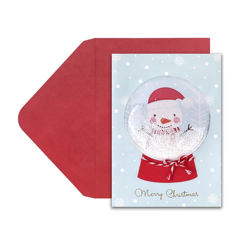 Unique Funny Blank Handmade 3D Shake Craft Custom Printing Foldover Merry Christmas Greeting Cards with Envolpe Wholesale