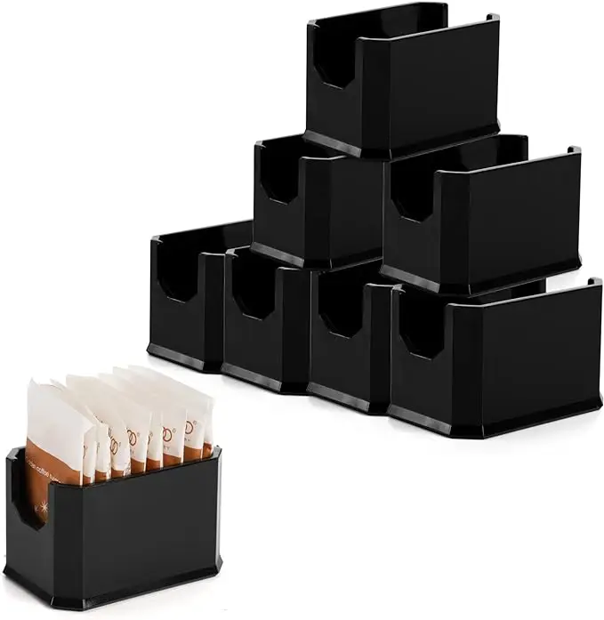 Black Plastic Sugar Packet Holder Set Coffee Bar Table Tabletop Sugar Candy Restaurant Hotel Sweetener Packets Storage