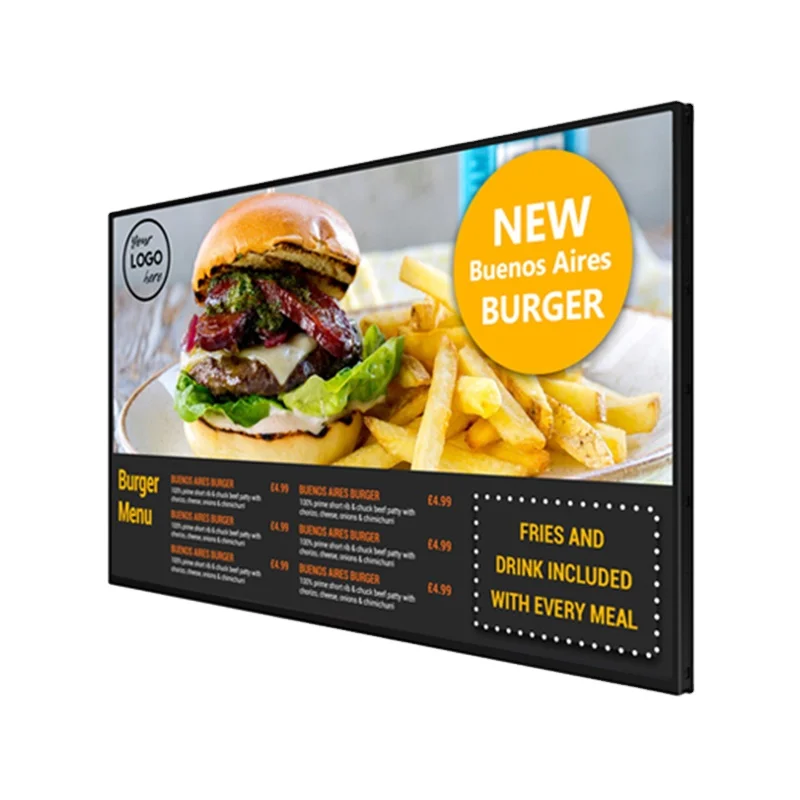 MLT Ultra Thin LCD Digital Display Slim Menu Digital Signage Menu Boards Indoor Wifi Advertising Signage Player Black Video Wall