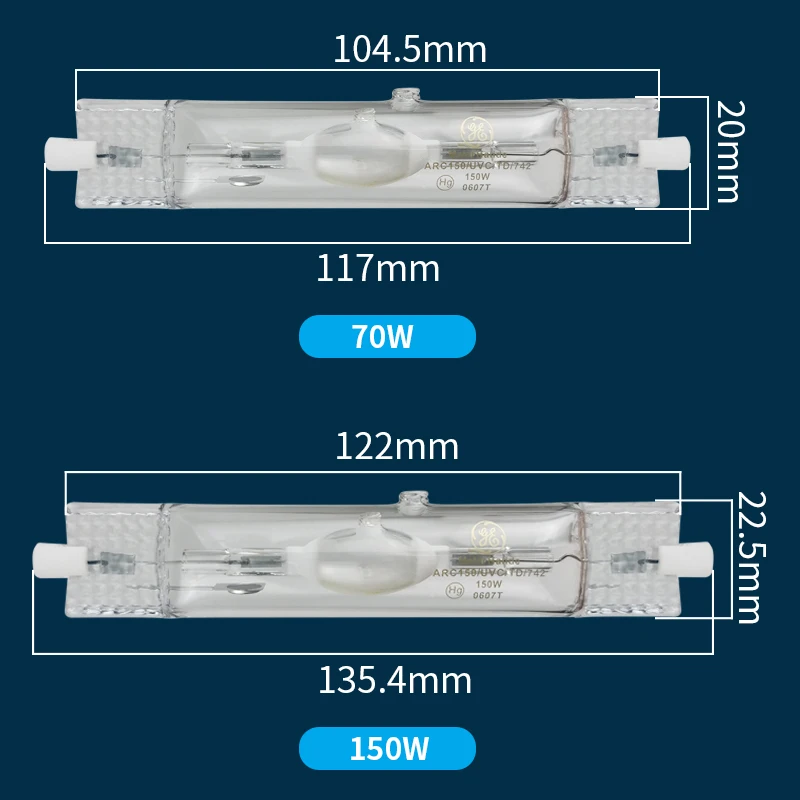 GEMH General Electric 220 В R7S 70 Вт 150 кварцевая двухсторонняя металлическая галогенная лампа для прожектора