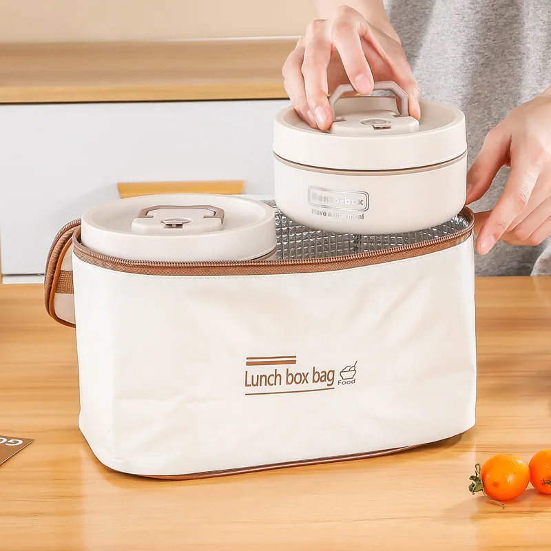 Students 304 Stainless Steel Insulated Lunch Box Rice Microwaveable Japanese Bento Box with Lid Lunch Box Insulation Thermal Bag