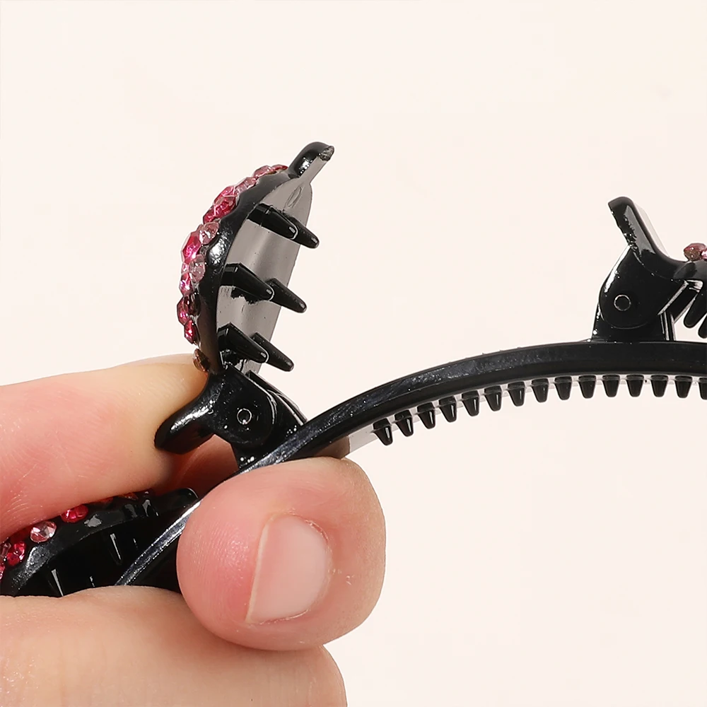 Crystal Hair Band Women Hairpin Double Layer Twist Plait Headband with Clips Hollow Woven Headband Hair Accessories