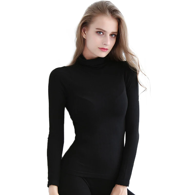 2021 Hot Sell Wholesale ODM OEM Winter Keep Warm Thick Underwear Long Sleeve Top For Women High Neck Fashion Thermal Underwear
