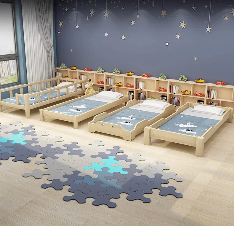 Kids Solid Wooden Single Bed for Kindergarten Kids Resting Bed Daycare Furniture Sleeping Cot for Kids wooden Baby Crib