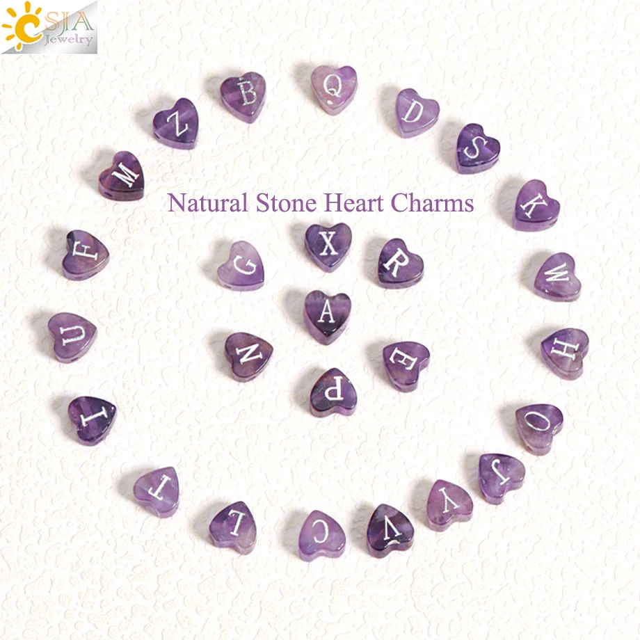 Amethysts Obsidian Rose Quartz Bracelet 26 Letter A-Z Initial Heart Shape 8mm Crystal Beads Real Natural Stone Bracelet  H283