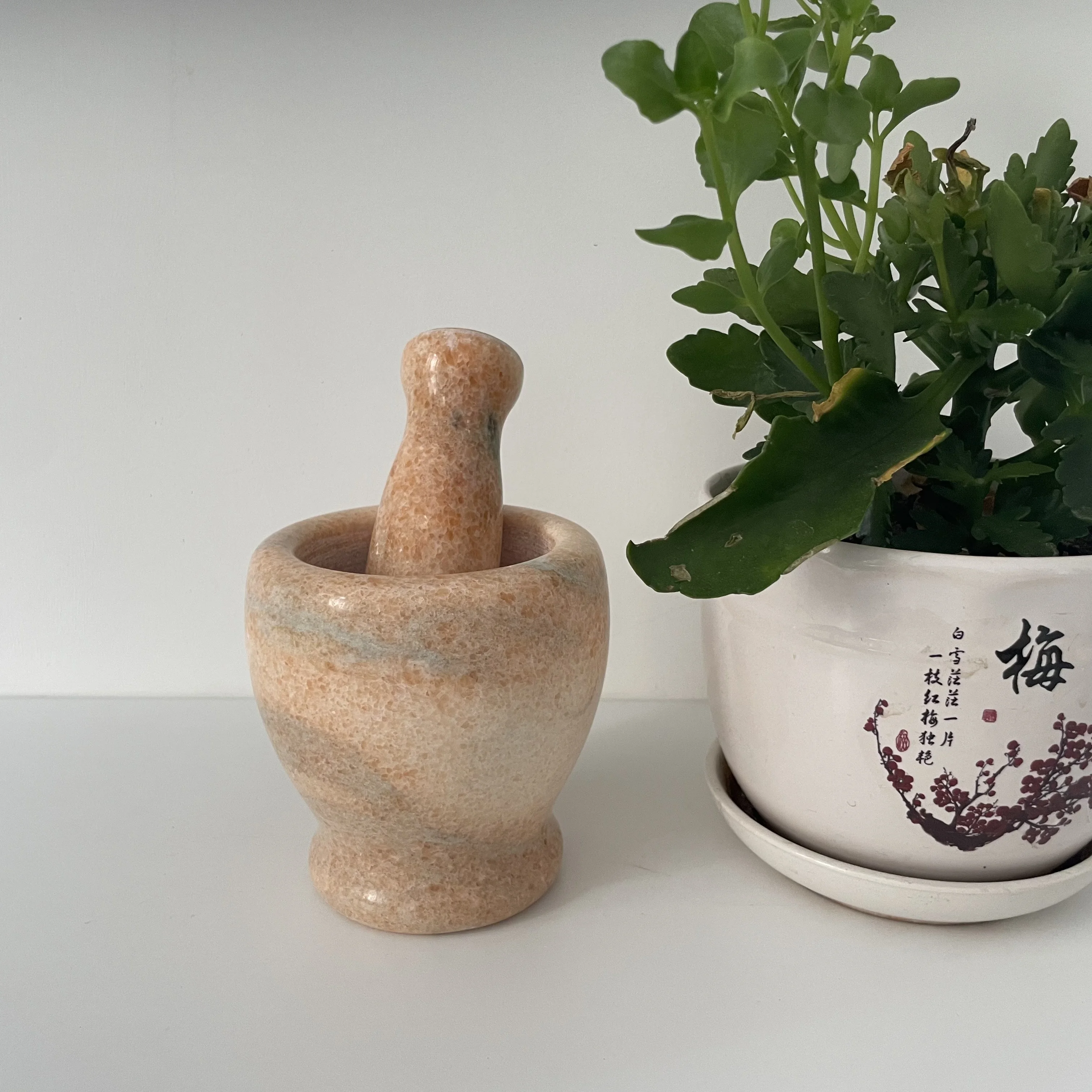 Mortar and Pestle Set Portable Handmade Marble Mortar and Pestle Spice Crusher Mortar and Pestle