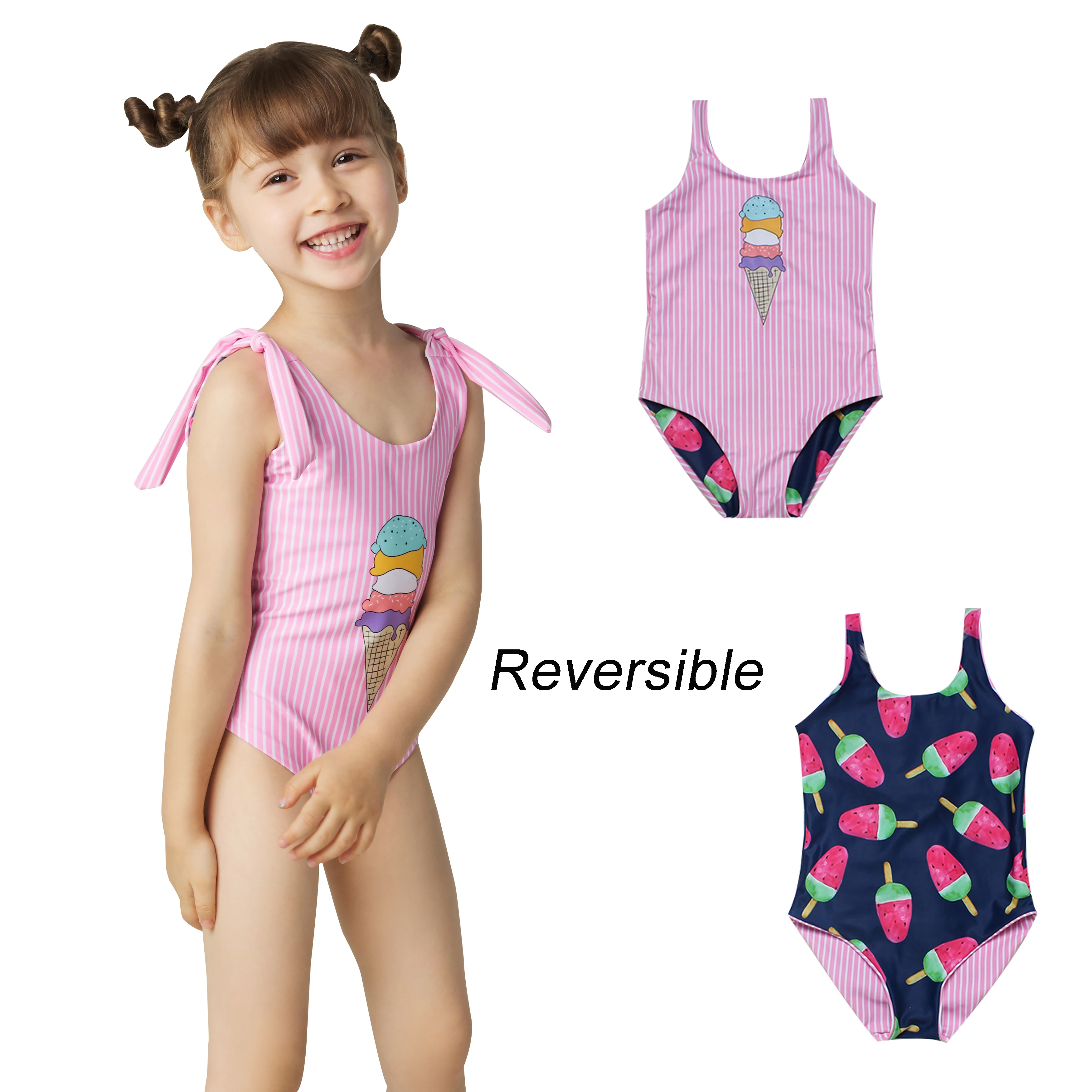 
Двухсторонний детский купальник, слитный купальник для девочек, детский купальник 