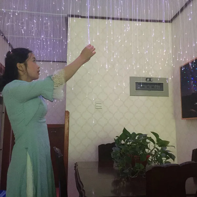 Easy to design Music induction mixed color starry DIY fiber optic rain pendant light