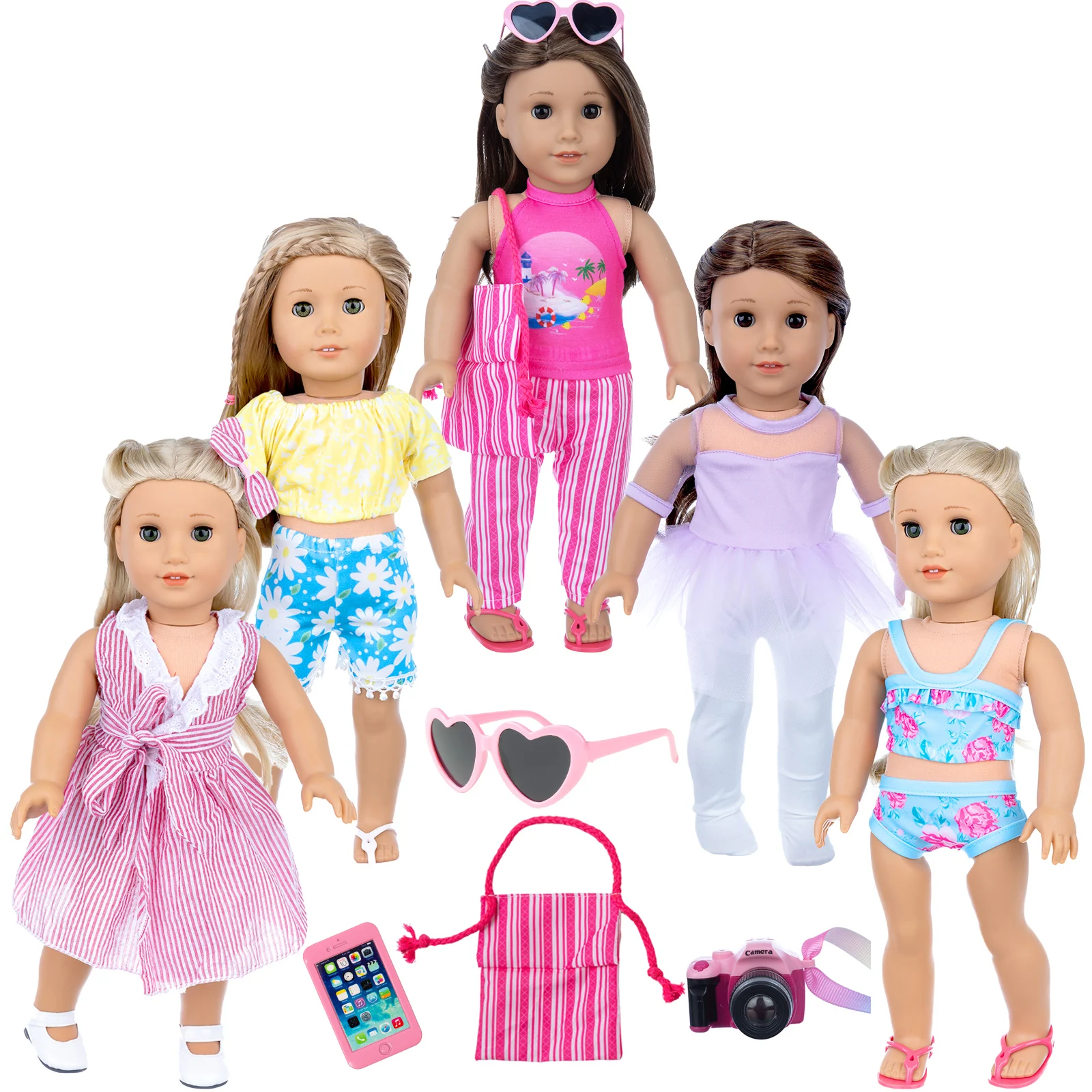 Amazon Hot Sale American Doll Girl 18 Inch beautiful dress accessories Baby Dolls Clothes