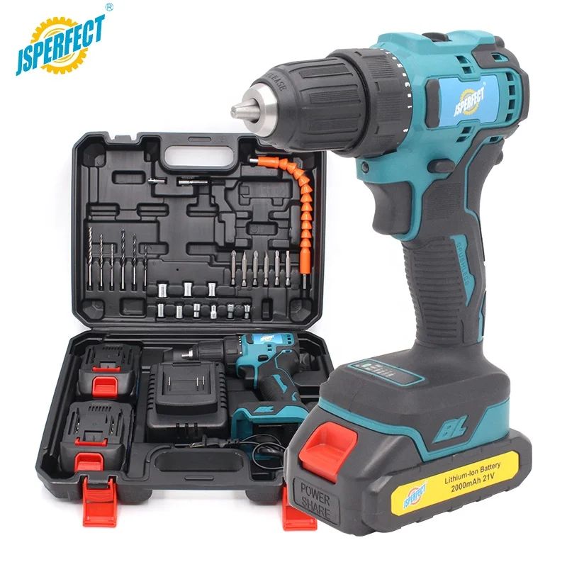 JSPERFECT 21V high quality 2000mah lithium battery cordless set drill box