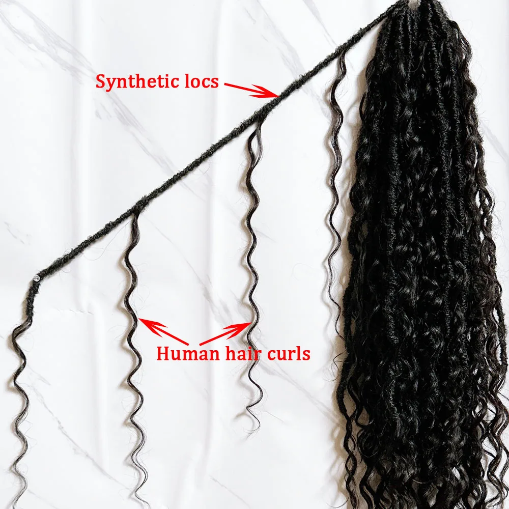 braided crochet human hair boho faux locs pre-looped hair extensions