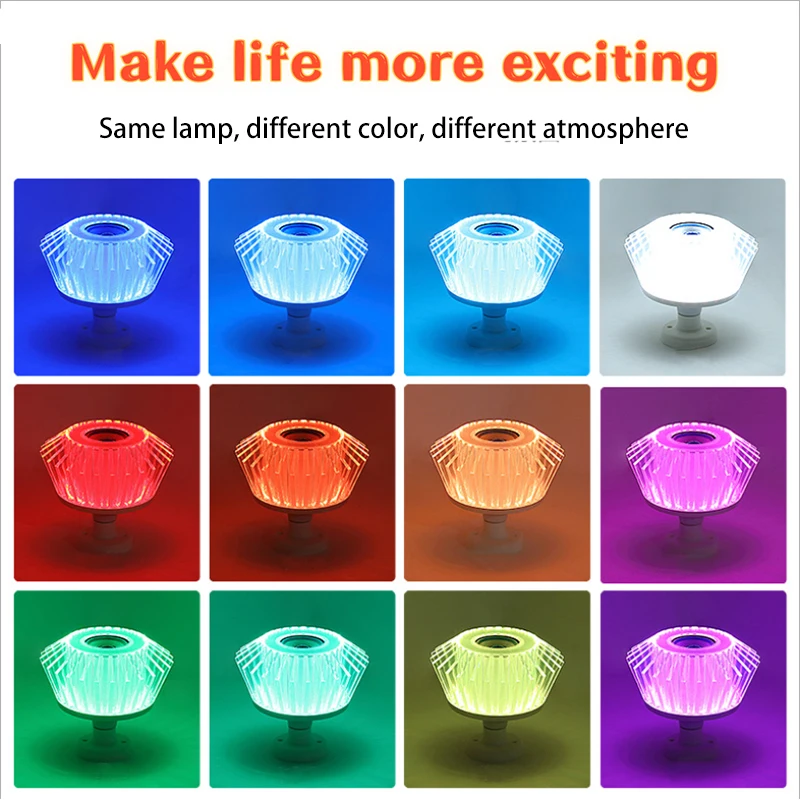 RGB E27 Remote Control Led Flickering Flame Bulb Smart BT Musical Light Mesh Speaker Led Bulb