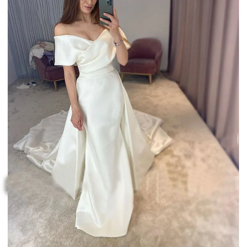High quality long dresses simple white sexy off shoulder bridal gowns wedding dress
