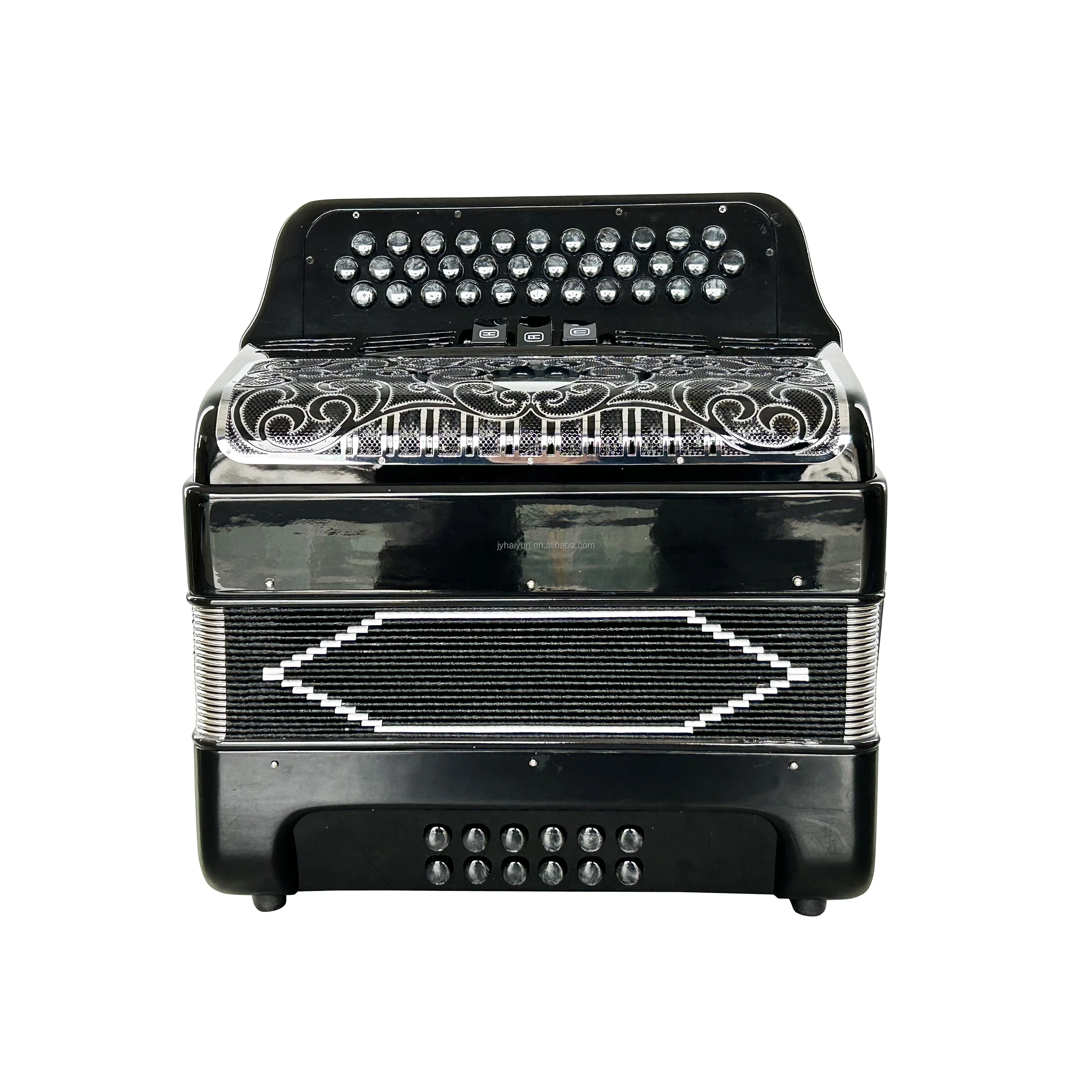SEASOUND 34 Button 12 Bass 3 Registers Bright Black Accordion Instrument Black Silver Grill Black Buttons Acrodeon JB3412C