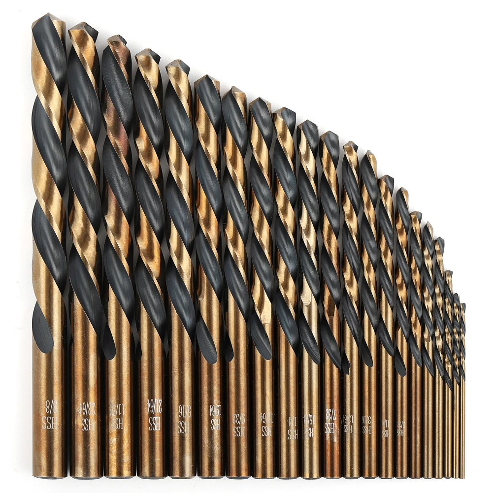 TG Tools HSS Left hand straight shank black and yellow twist drill 21 pcs set with metal box