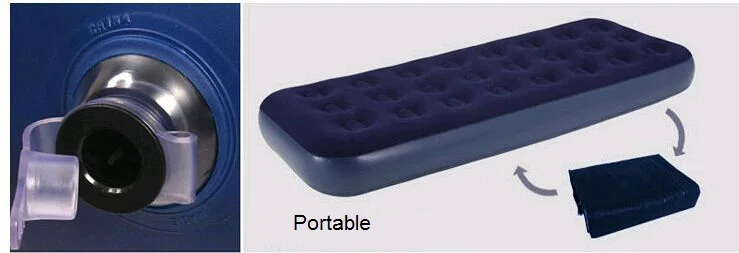 High quality single size flocking inflable air bed