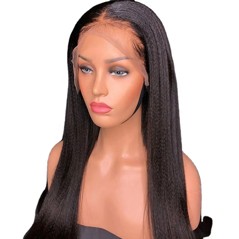 Yaki Straight 13x4 Lace Frontal Wig Pre Plucked Lace Front Human Hair Wigs For Women Glueless Lace Wig 130% Density