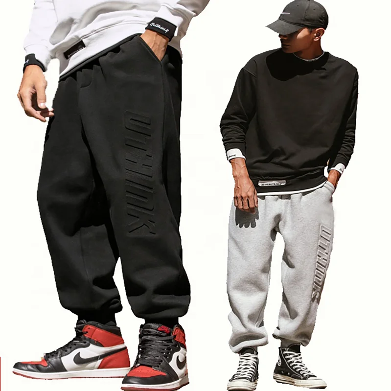 Sweatpants Baggy Soft Jogger Sweat Pants Custom Plain Drawstring 3d Embossed Logo Fleece for Men Casual Lightweight Knitted 100