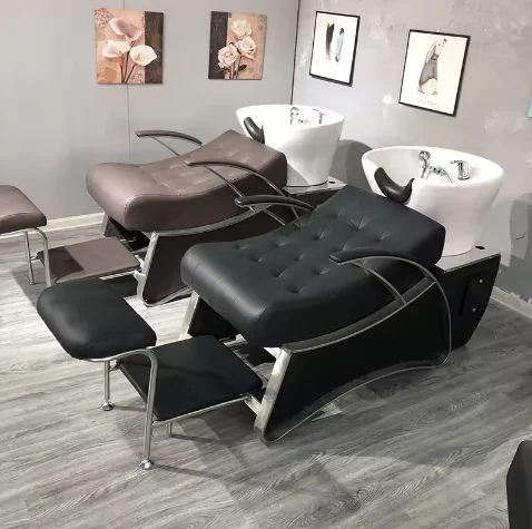 BeautySalon More Design New Arrival Comfortable Multifunctional Hair Salon Furniture Massage Hair Washing Shampoo Bed with Basin