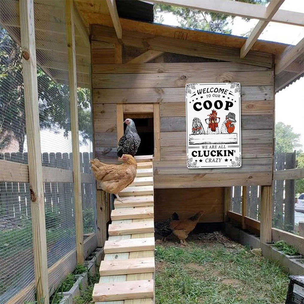 Fun Metal Chicken Coop Sign 12x8inch Funny Tin Poster Tin signs Chicken Decor Welcome to Our Coop