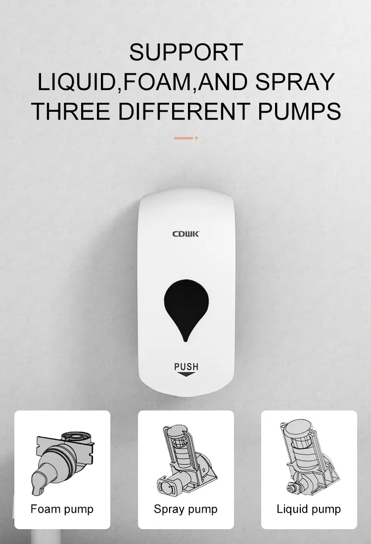 CDWK Plastic Dispenser Soap Hot Selling Reasonable Price Push Liquid Foam Soap Dispenser