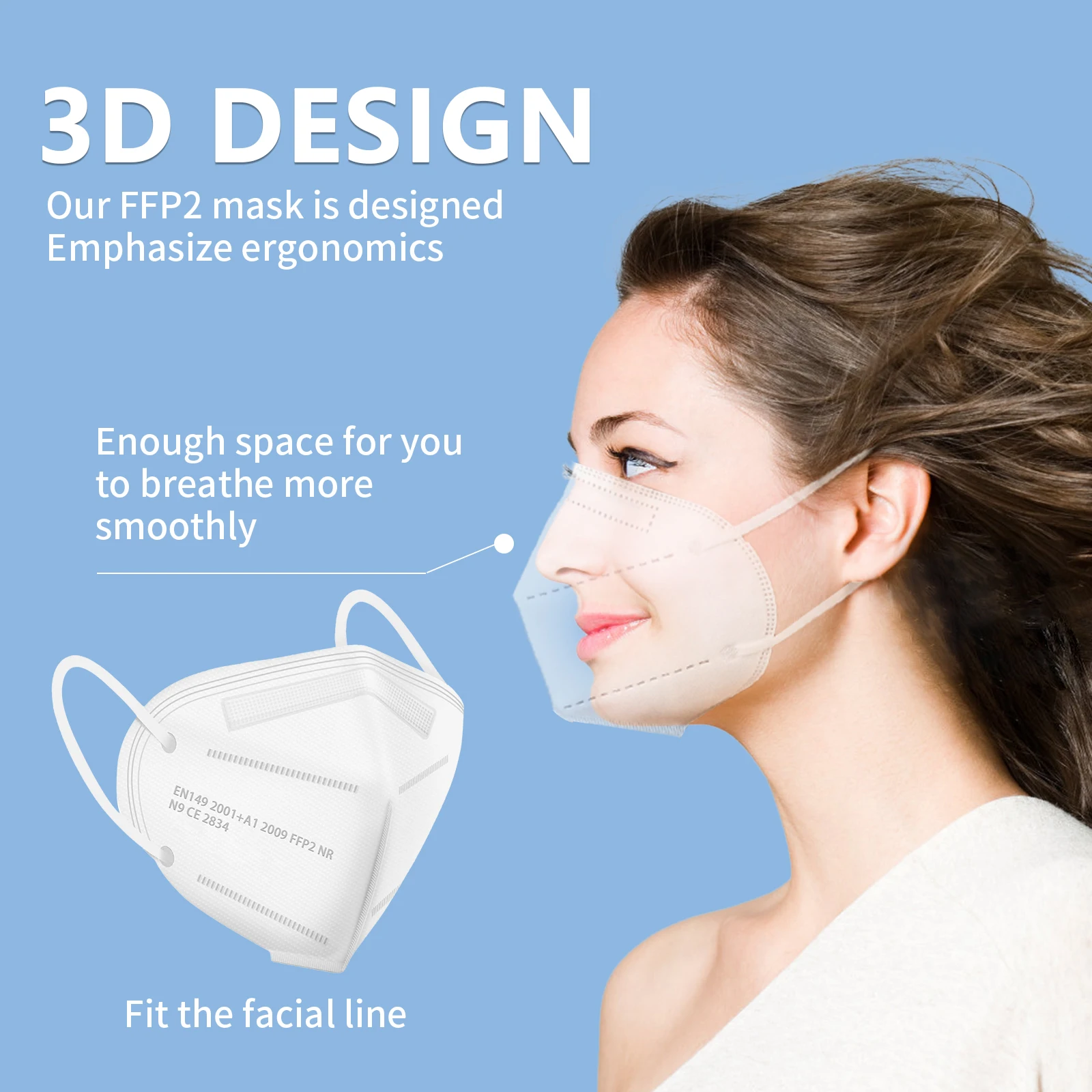 Amazon Hot Sale respirator Disposal Protective mascarillas ffp2 Face Masks White respirator Half facemask