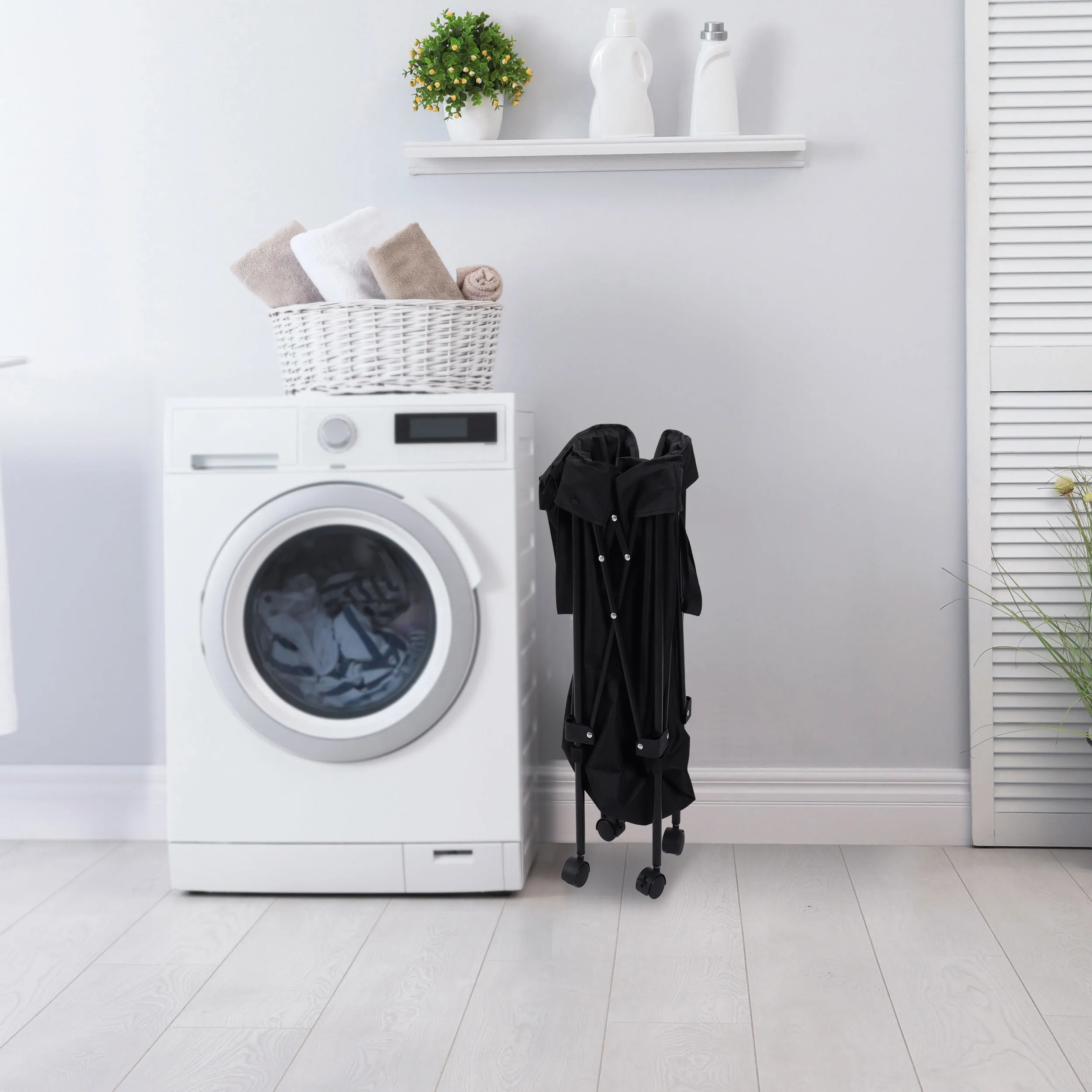 Factory ODM OEM Metal Frame Portable Dirty Clothes Basket Removable Oxford Cloth Dirty Clothes Storage Hamper with Wheels