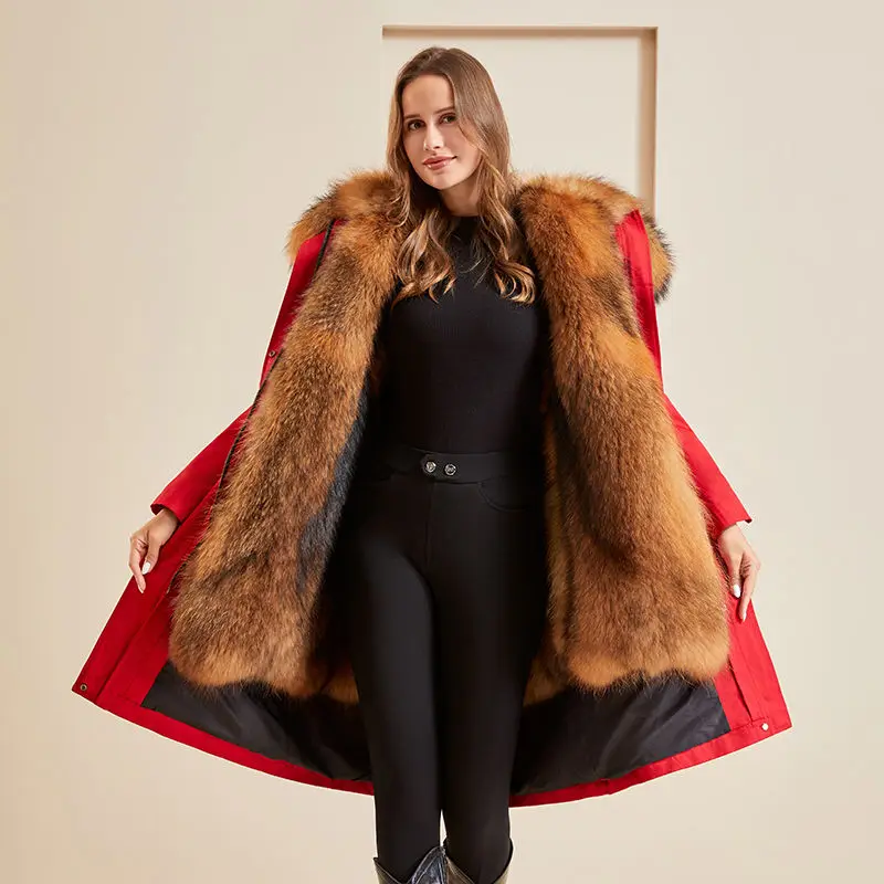 Thickened warm 2024 winter removable pie overcome female raccoon fur inner bladder imitation fur coat female