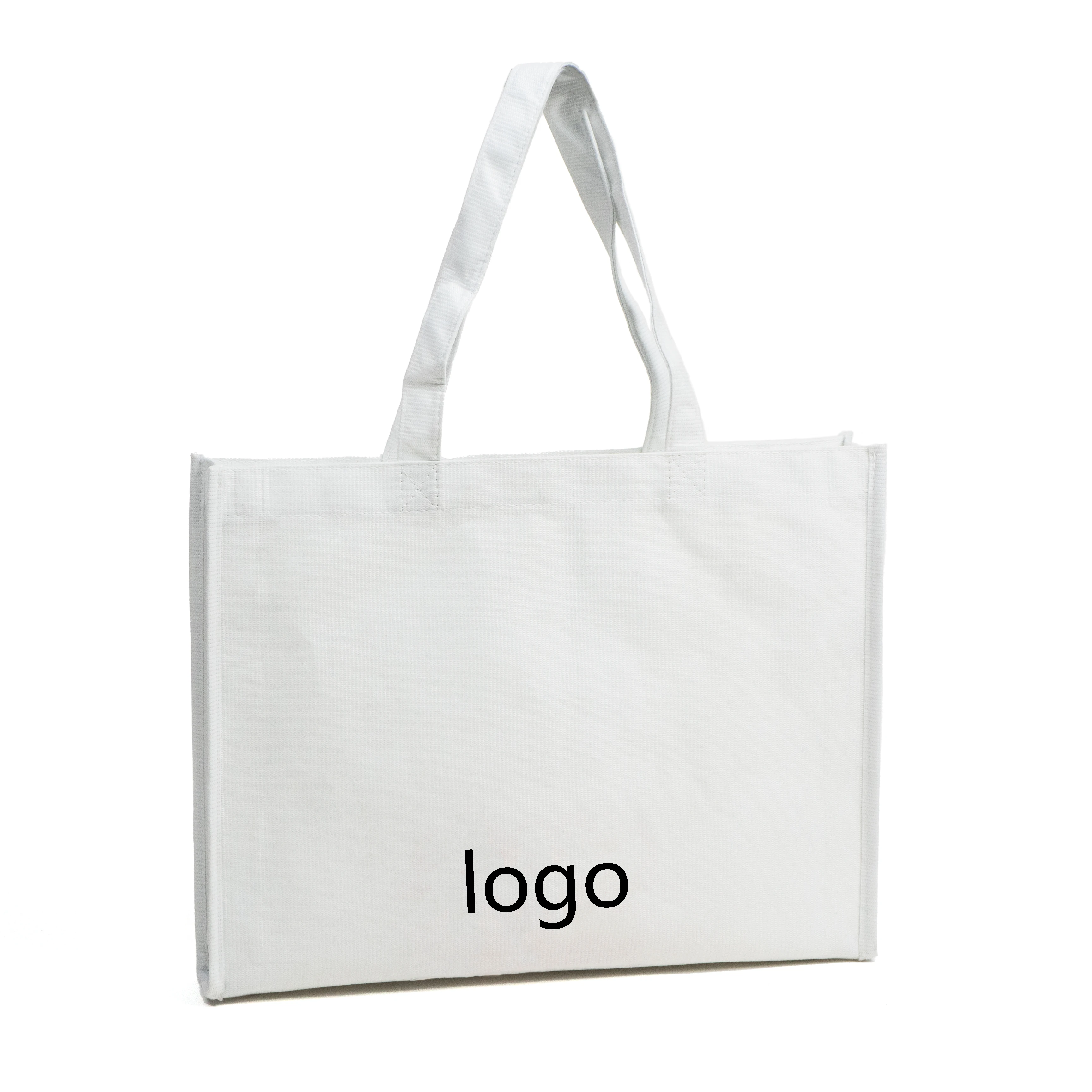 Free Stock Sample Eco Friendly Reusable RPET Stitch Bonded Fabric Bag Large Recycle Rpet Laminated Pp Non Woven Bag for Shopping