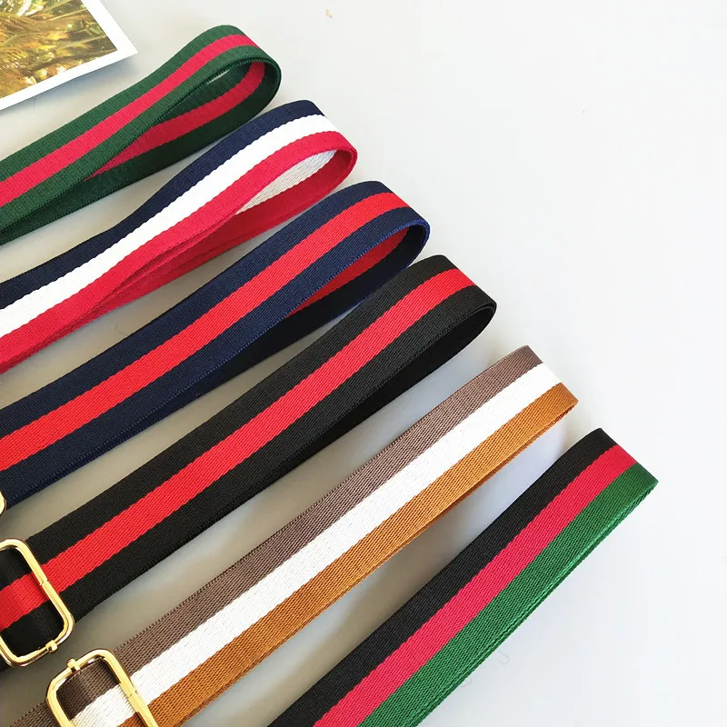 2023 New Wide 3.8 CM Cotton Fabric Colorful Stripe Bag Strap Adjustable Long Crossbody Bag Shoulder Strap Accessories