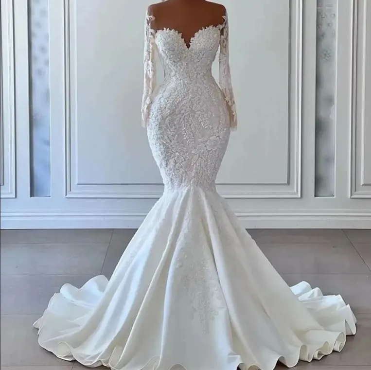 2023 Mermaid Wedding Dresses Elegant  Long Sleeve Bridal Gowns Lace vestidos de novia