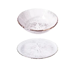 Japanese Style Fireworks Bowl and Dish Set for Home Use Colorful Glass Bowl Fruit Plate Dessert Transparent Tableware