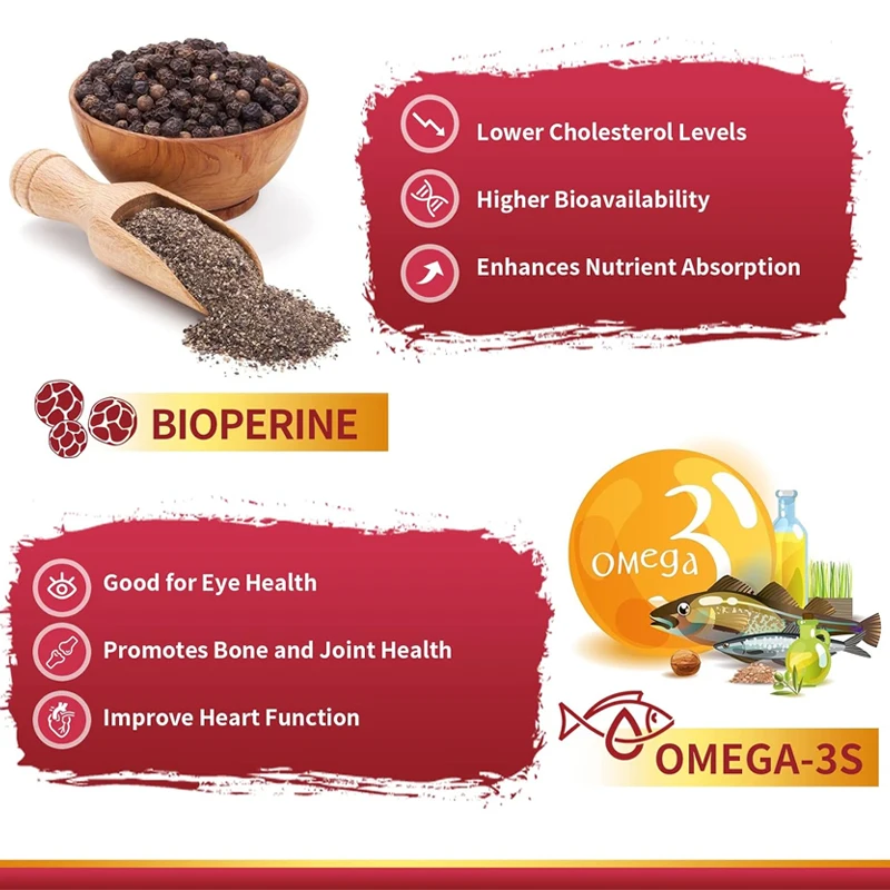 OEM ODM Organic CoQ10 Softgels with PQQ BioPerine & Omega-3 Support Heart & Energy Powerful-Antioxidant Coenzyme Q10 Supplement