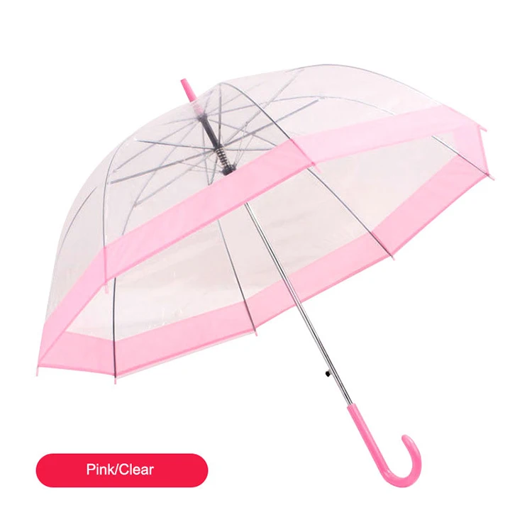 Lady Pvc Pink Large Dome Custom Poe clear bubble umbrella,transparent umbrella
