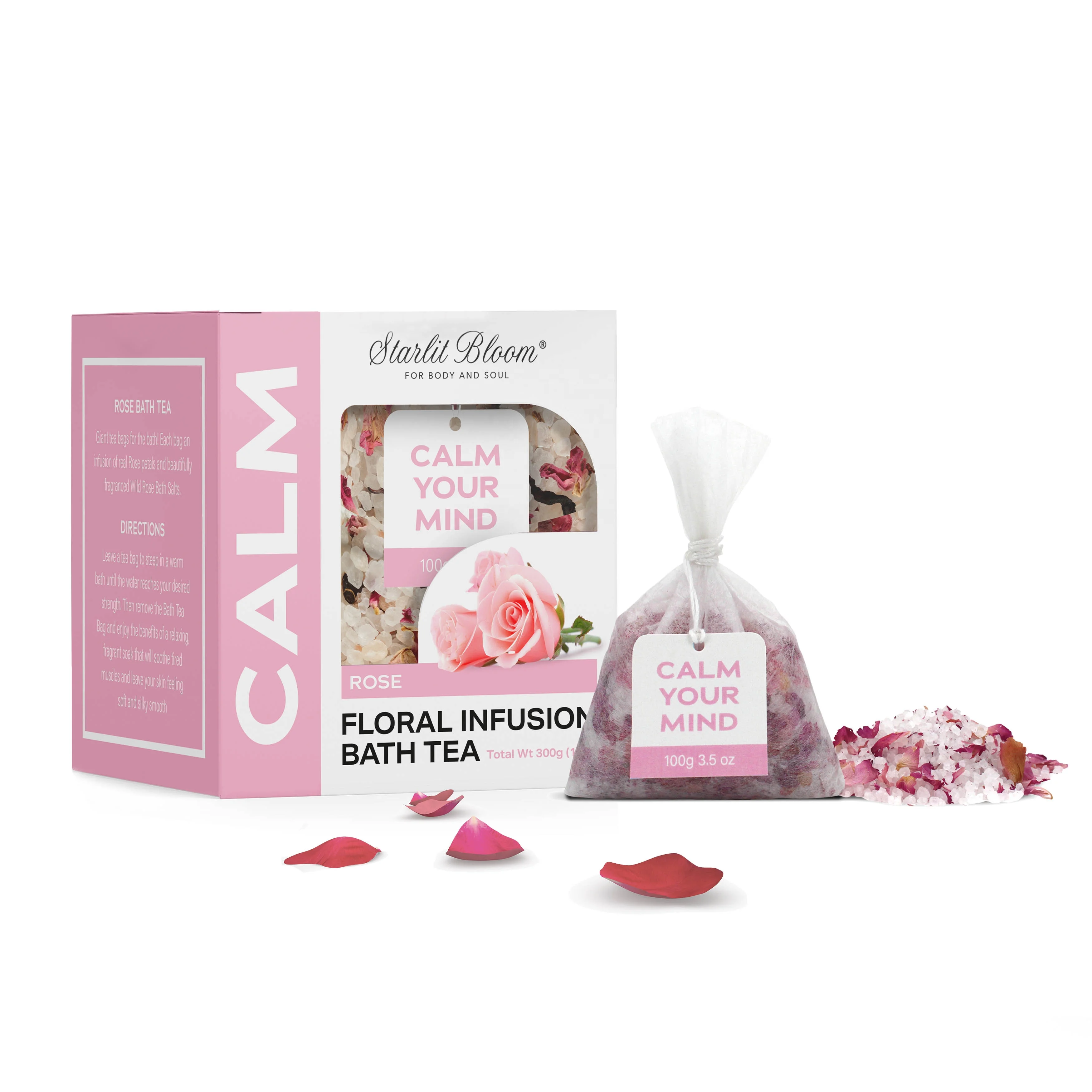Spa Relaxing floral scented private label organic natural  bath salts with flowers for relaxing in tea bag