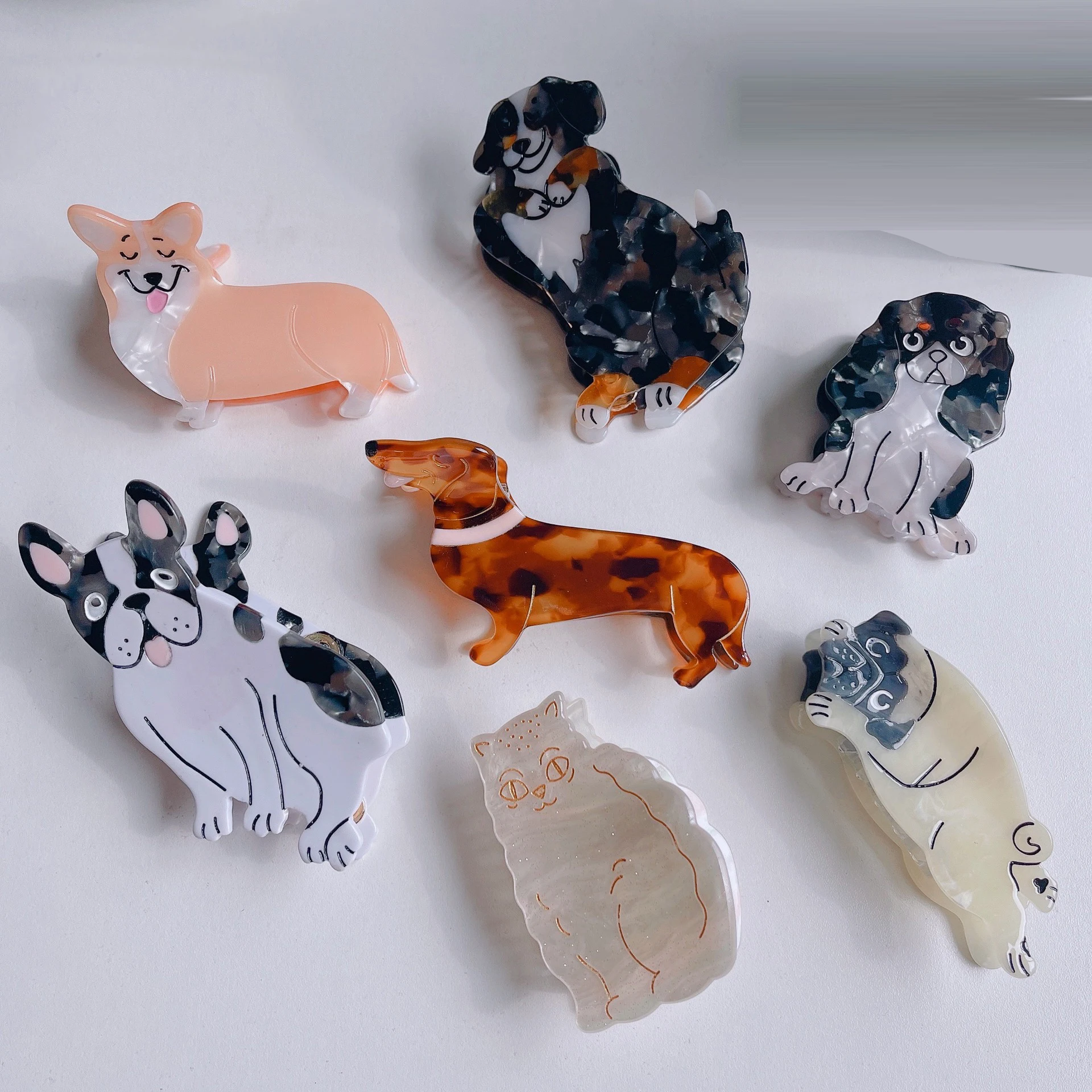 Custom Cellulose Acetate Acetic Acid hair claw Pet Dog cat pet Cartoon hair claw clips for thick hair