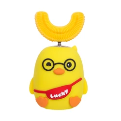 Children u-shaped sonic electric toothbrush IPX7 Waterproof kids electric toothbrush with Silicone Brush Head