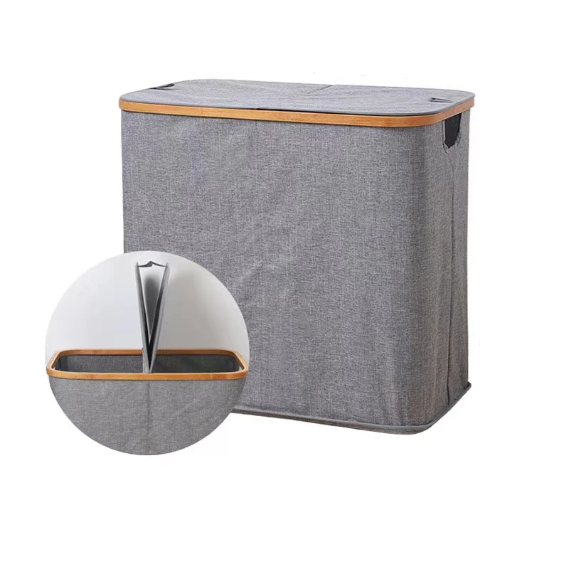 Collapsible Sundries Laundry Bag Bamboo Handles Hamper Moisture-proof Felt Storage Basket
