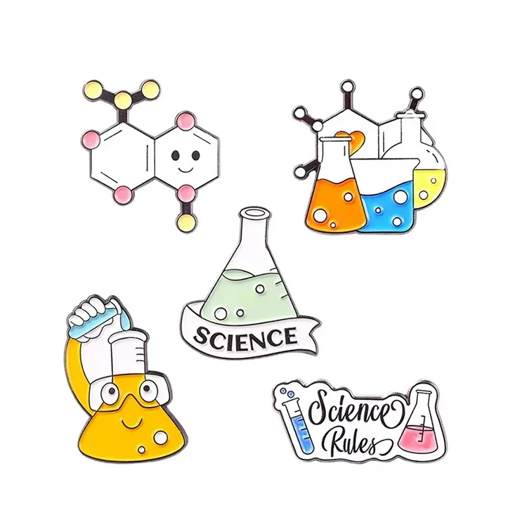 Custom Science Experiment Badge Experiment Bottle Brooch Gene Chain Microscope Customised Lapel Metal Enamel Pin