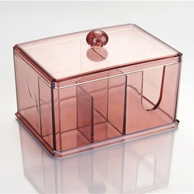Clear Acrylic Storage Box Cotton Swab Holder Cotton Pad Dispenser with Lid