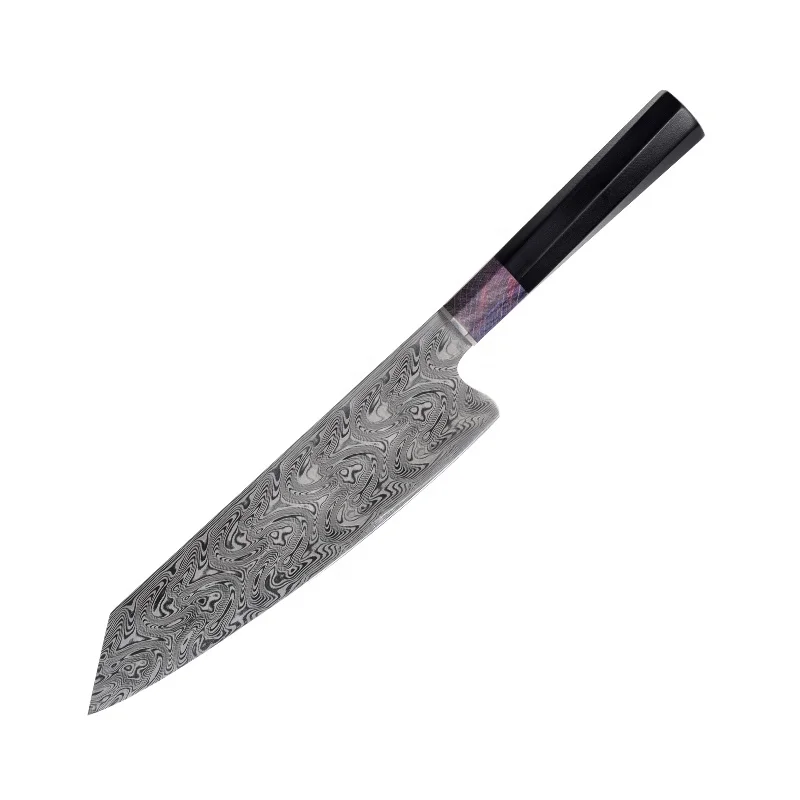Professional 8 Inch Premium Swedish Powder Damascus Steel Kitchen Chef Knife With G10 & Stabilized Wood Octagonal Handle
