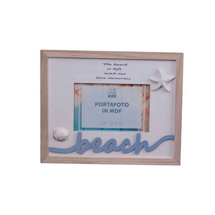 Beach Wooden Photo Frame With Polyresin Home Decorative 3D Creative wood photo frame