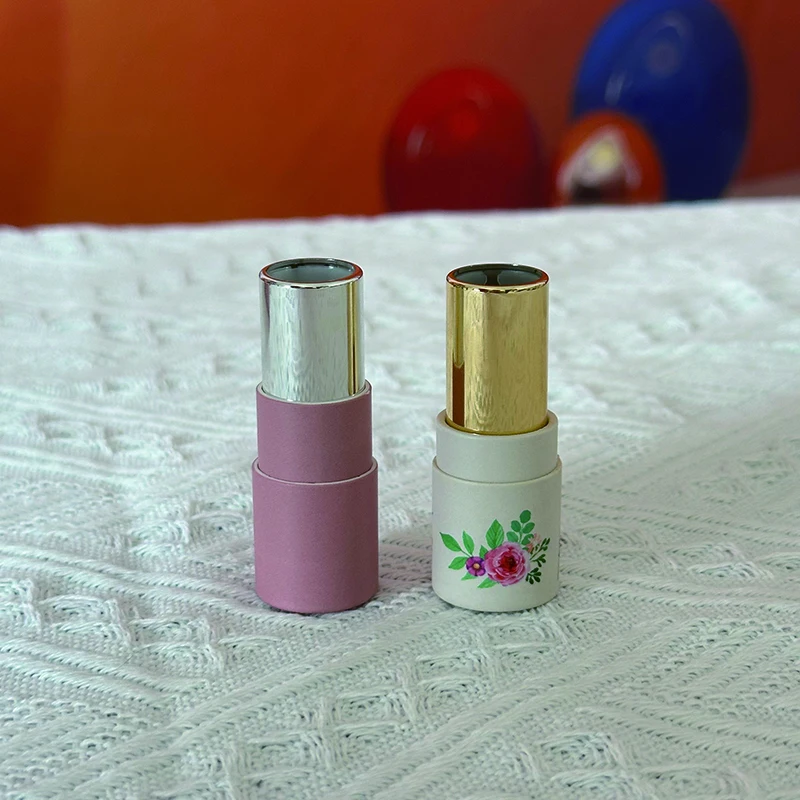 Custom Environmental Luxury Craft Paper Lipstick Packaging Empty Kraft Lip Balm Tube with Stamping for Cosmetics