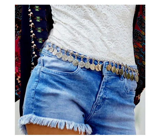 Bohemian Long Tassel Waist Chain Antique Metal Pendant Coin Jewelry Latin Dance