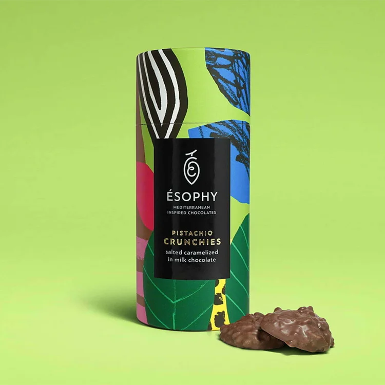 Moisture Proof Chocolate Lollipops Candy Paperboard Packaging Airtight Food Container Cylinders