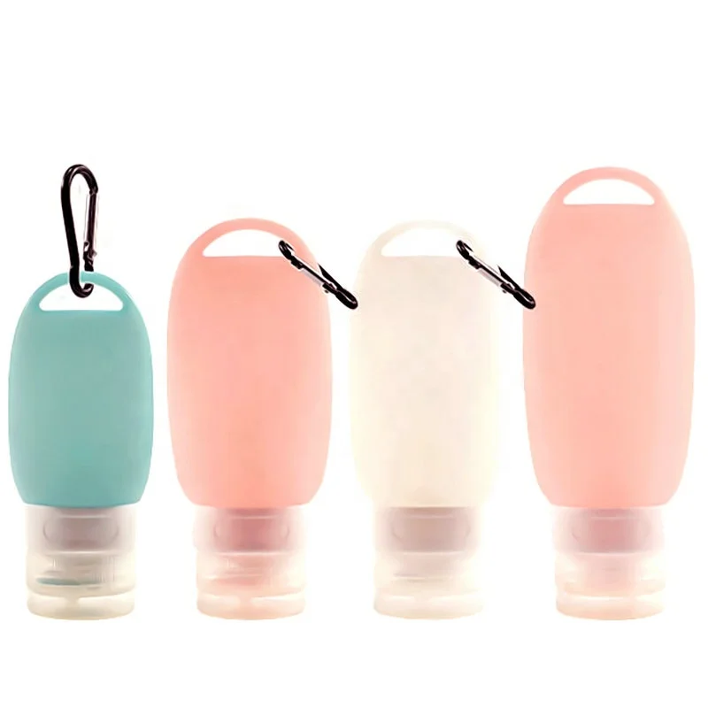 Leakproof Silicone Hand Sanitizer Empty Travel Size Bottles Holder Keychain Key Chain for Hand Sanitizer with Keychain Carabiner