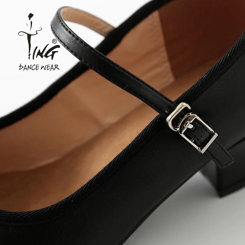 Ting dance black leather character shoes folk grade representative dance shoes famous nationality dance shoes