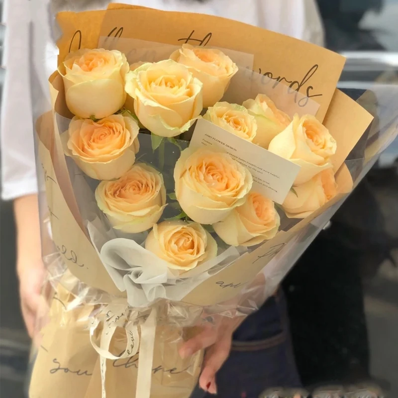 LUCIA  Hand-Painted English Newspaper Flower Wrapping Paper Thickened Retro Kraft Paper Rose Bouquet Wrapping  Paper