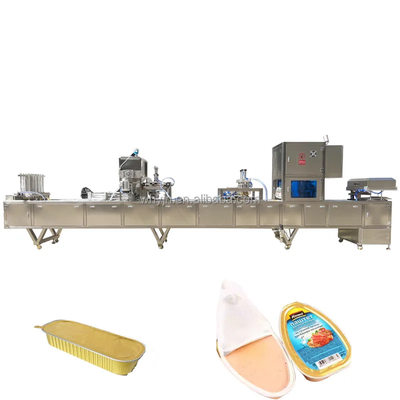 Yijianuo Filler And Sealer Machine Aluminum Tray Sealer Automatic Filling And Capping Machine For Foie Gras Goose Liver Paste